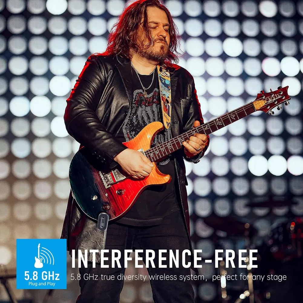 

AA87C Xvive A58 Беспроводная гитарная система 5,8 ГГц Беспроводной гитарный передатчик Приемник для активной или пассивной электрической бас-гитары