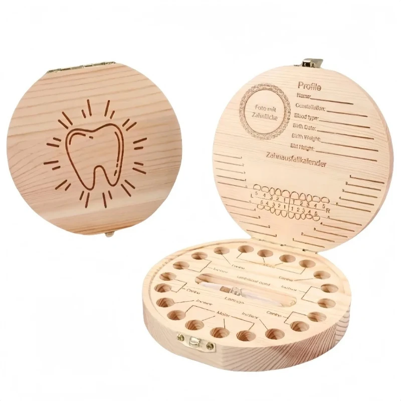 4 Sets Wooden Baby Tooth Storage Box Fetal Hair Keepsake Newborn Birthday Memory Tooth Box Kids Growth Souvenir - view 5