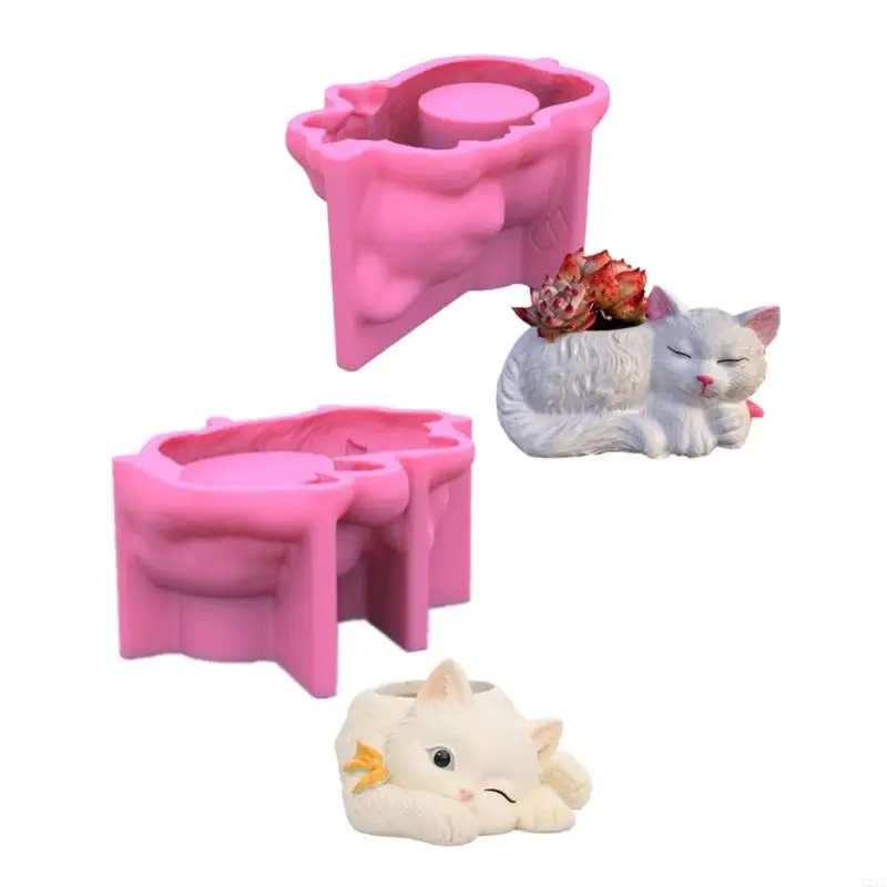 

T21C Lovely Flower Pots Silicone Mold Concrete Plasters Holder Molds Crystal Epoxy Resin Mold DIYs Handmade Mold