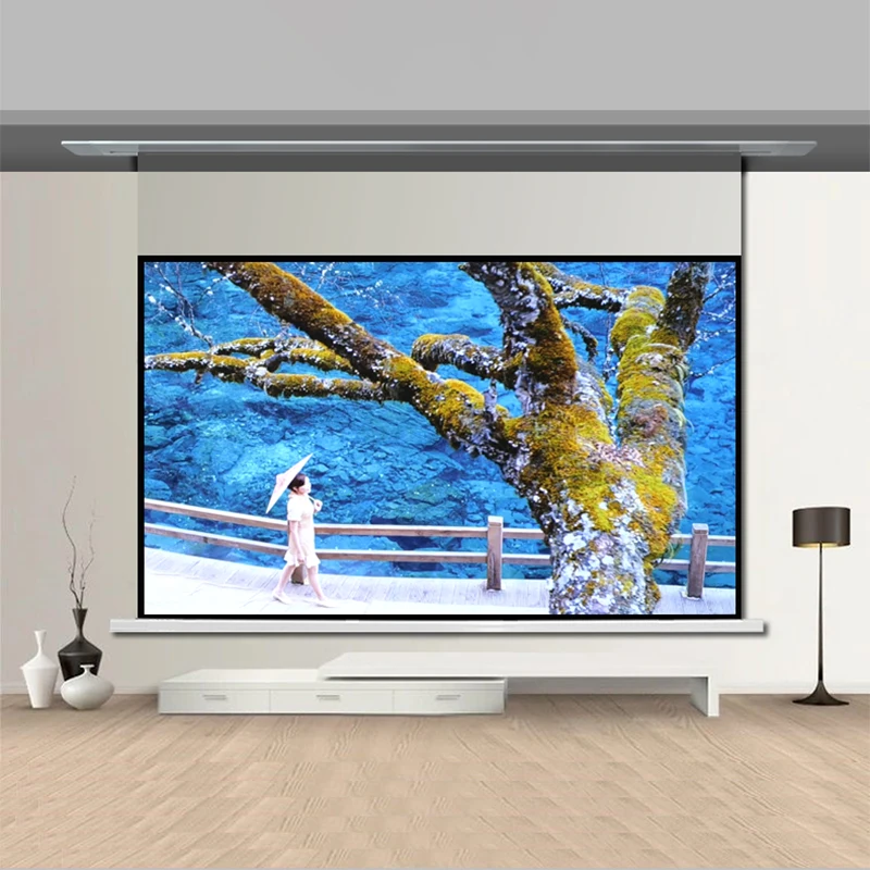 شاشة عرض بيضاء مجوفة من الألياف الزجاجية الكهربائية حديثًا في السقف لعام 2025، عرض ذكي بمحرك 4K مع تصميم عائم #2