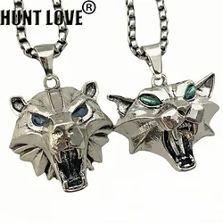 2Pcs Bears Cat Wild Animal Chain Necklace Wizard Game Role Luxury Rhinestone Pendant Necklace Vintage Goth Jewelry For Women Men