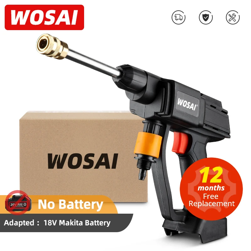 WOSAI Mesin Cuci Mobil Tinggi Nirkabel 20V 22BAR Tekanan Cuci Mobil Pistol Air Portabel Tekanan Tinggi Busa Mesin Cuci untuk Baterai Makita