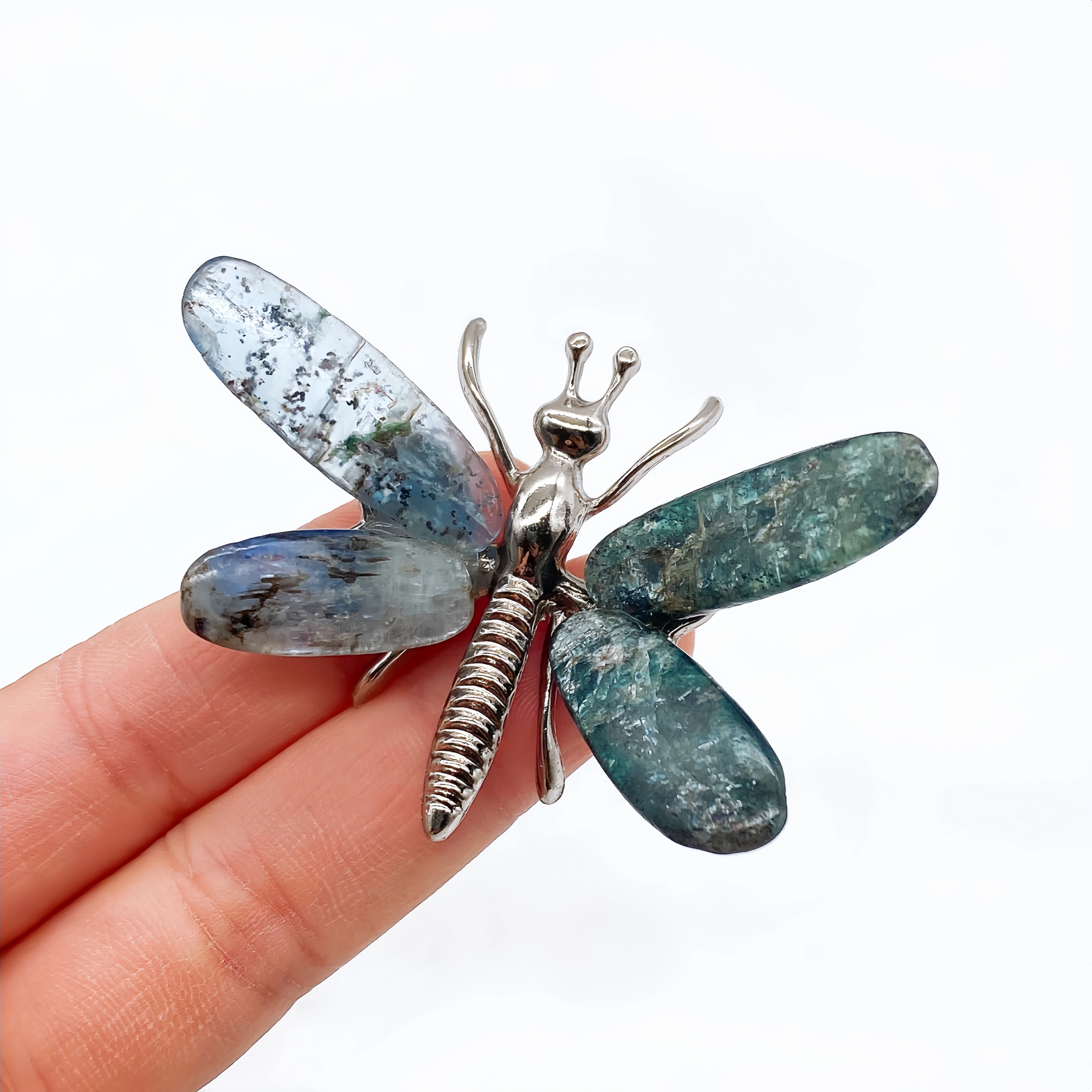 Natural Blue Kyanite Butterfly Dragonfly Crystal Stone spar crafts Reiki Healing Mineral Home Decoration Chakra Gift