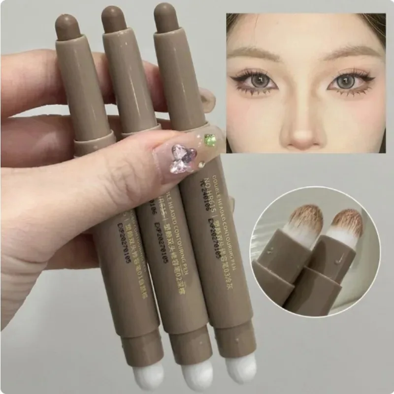 Three-dimensional Nose Shadow Bronzers Contouring Makeup Pen Natural Grey Brown Face Matte Shadow Cream Contour With Brush