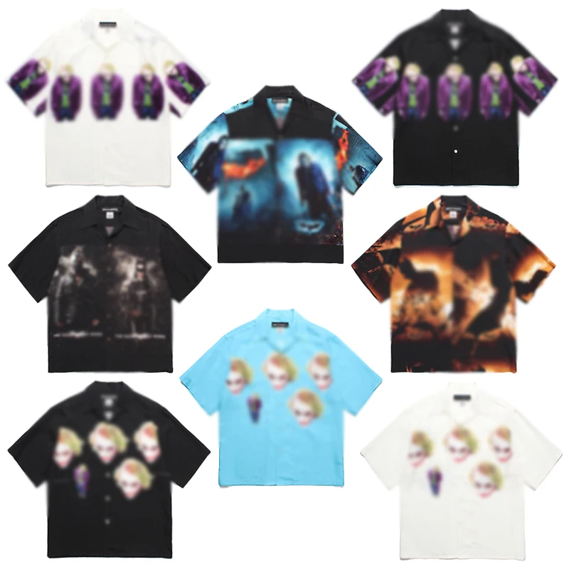 

Pdmcms 25ss Bat Themed Co Branded Movie Dark Casual Synthetic Silk Short Sleeved Shirt For Men