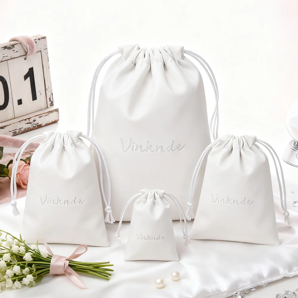 

100 шт., ювелирные изделия из искусственной кожи, белая сумка на шнурке, рождественская свадьба, детский душ, сувениры, макияж, кулон, браслет, ожерелье, сумка для дисплея