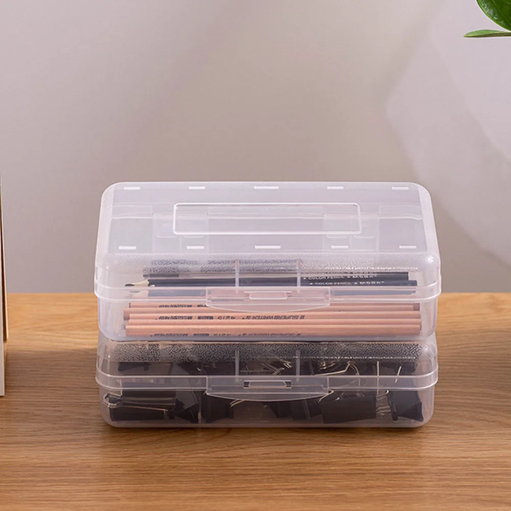 

Transparent Pencil Case Cases Portable Clear Container Plastic Stationery Small