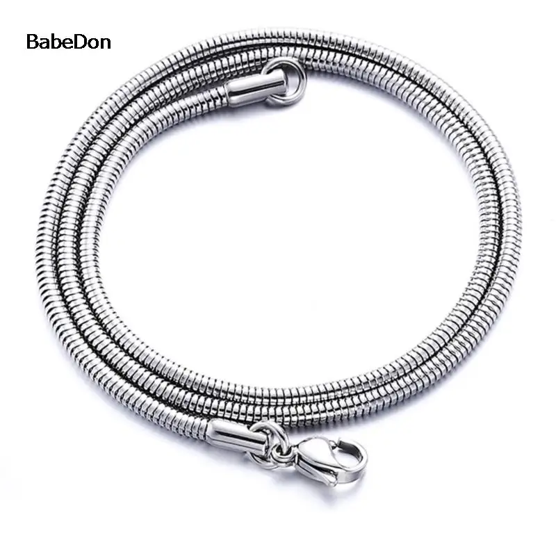 1/1.5/2.4/4mm Waterproof Stainless Steel Sliver Color Necklace High Quality Round Snake Chain Jewelry Accessory for Men Women
