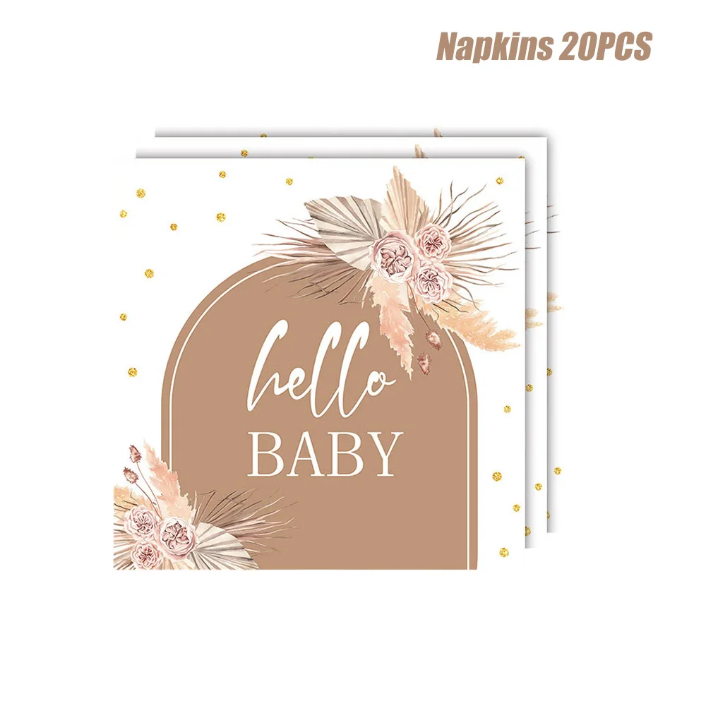 Hello Baby Geschlechts-Enthüllungs-Party-Zubehör Einweggeschirr Pappteller Becher Servietten Babyparty Junge Mädchen Geburtstagsdekoration – Detail 6