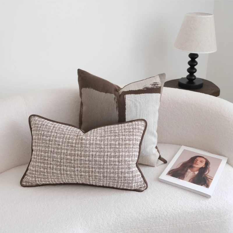 30X50/45X45/50X50CM Brown Throw Pillow Cover Luxury Luxury Soft Waist Cushion Cover Decor Home Decorative Pillowcase