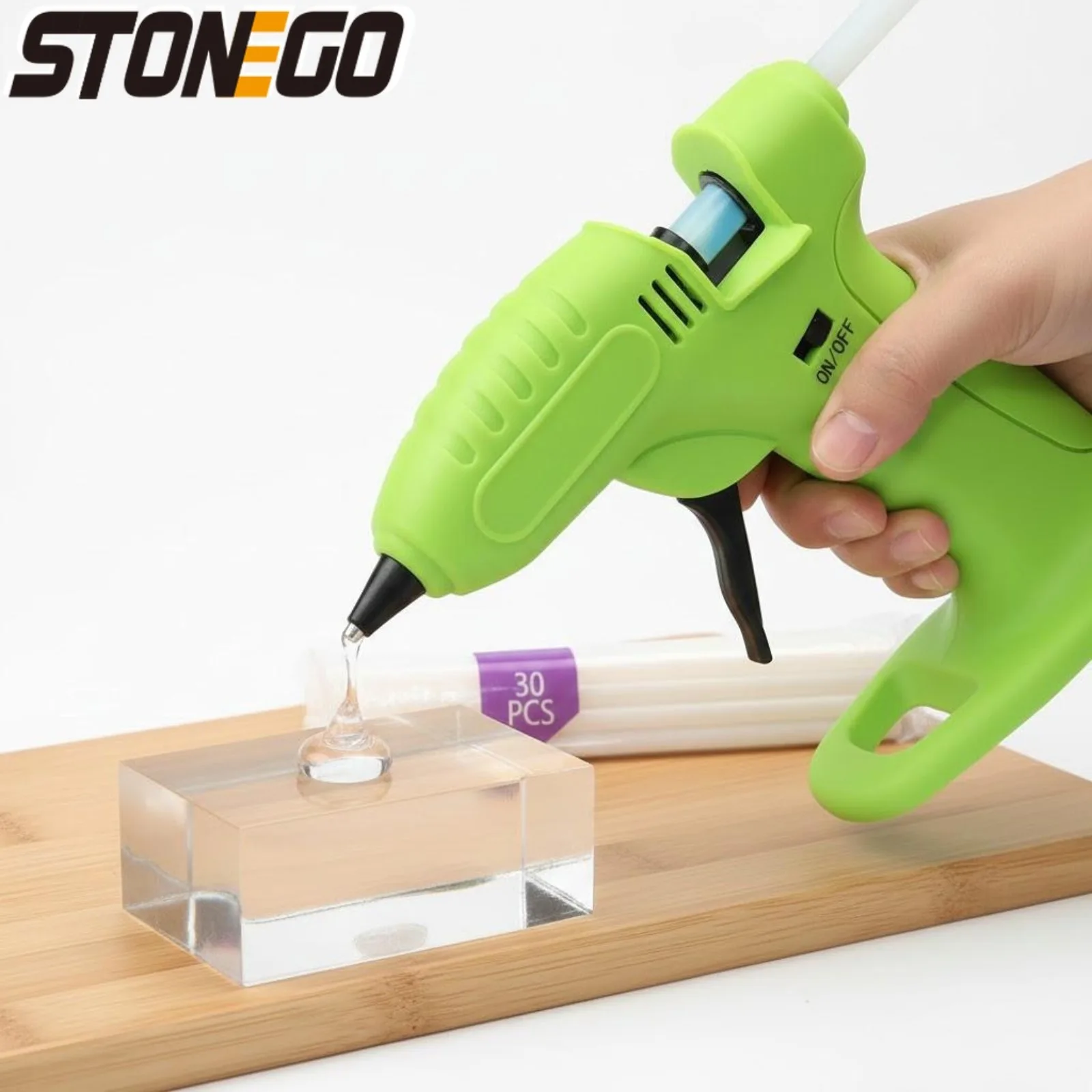 

Cordless hot melt glue gun, rechargeable lithium battery, portable and lightweight, ready to use, smooth glue flow, easy to operate, suitable for handmade DIY, craft making, home repair, plastic, wood, paper bonding