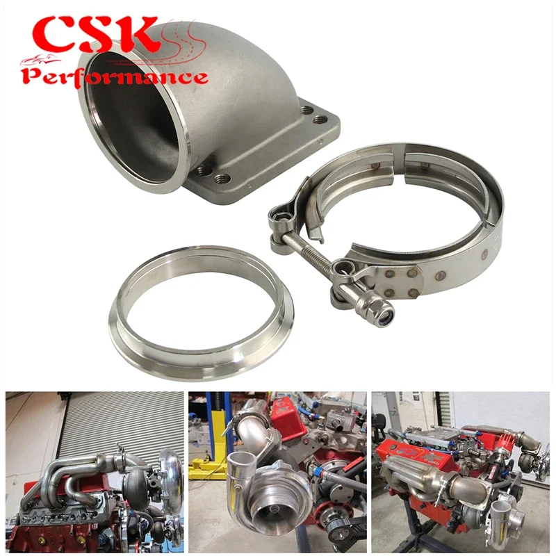 

76 мм 3-дюймовый Vband 90 градусов стальной литой коленчатый переходник для T3 T4 Turbo + зажимы