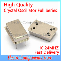 2PCS Crystal Oscillator Throught Hole Active Crystals 10.24MHz 10.240MHz OSC DIP-4 Rectangular Clock Vibration Full Size 4Pin