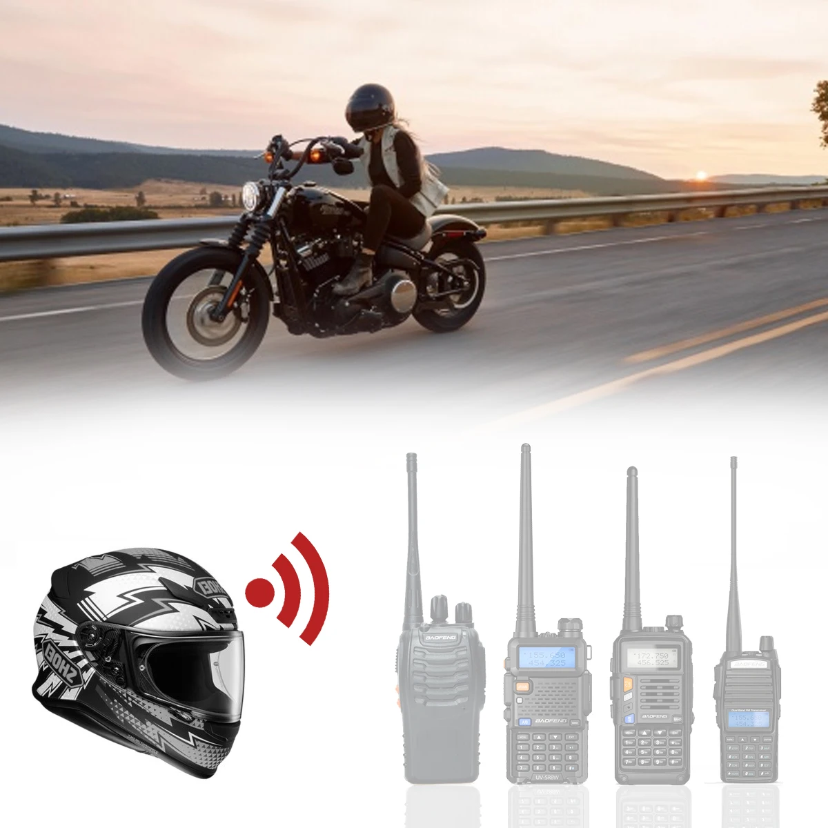 ABBREE Motorradhelm-Headset, 2-poliger Zwei-Wege-Radio-Ohrhörer mit Finger-PTT und Mikrofon für Baofeng UV-5R UV-32 AR-152 BF-888S – Detail 8