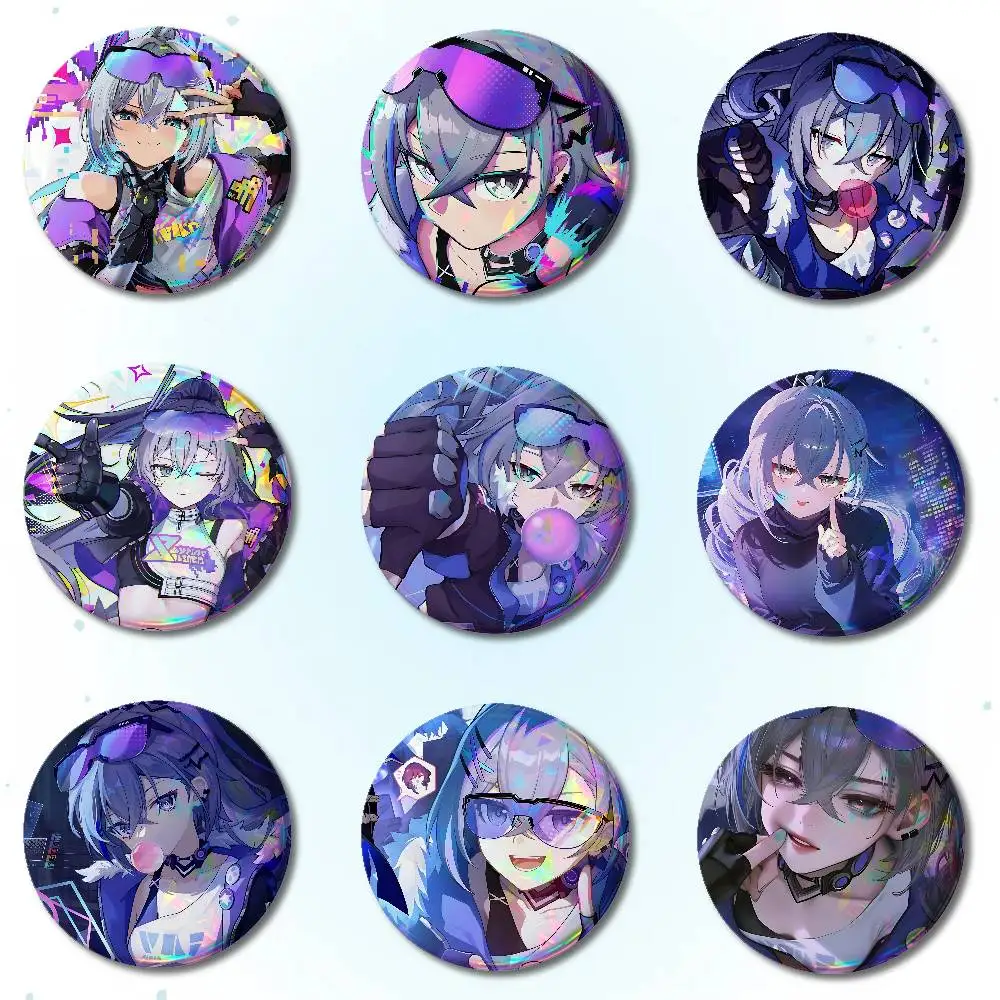 Silver Wolf Badges Round Brooch Cute Cartoon Idol Cosplay Badges DIY Backpack Clothing Jewelry Pins
