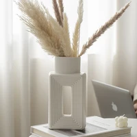 Square Vase Rustic Home Decor Minimalist Nordic Boho Style for Living Room, 6