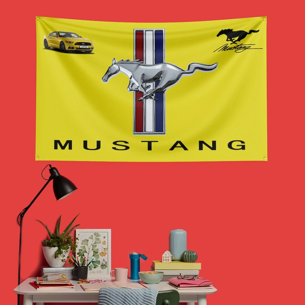 Mus-tang Car Racing Flag 3x5 FT 90x150cm Polyester Decorative Banner Tapestry For Garage Wall Decor