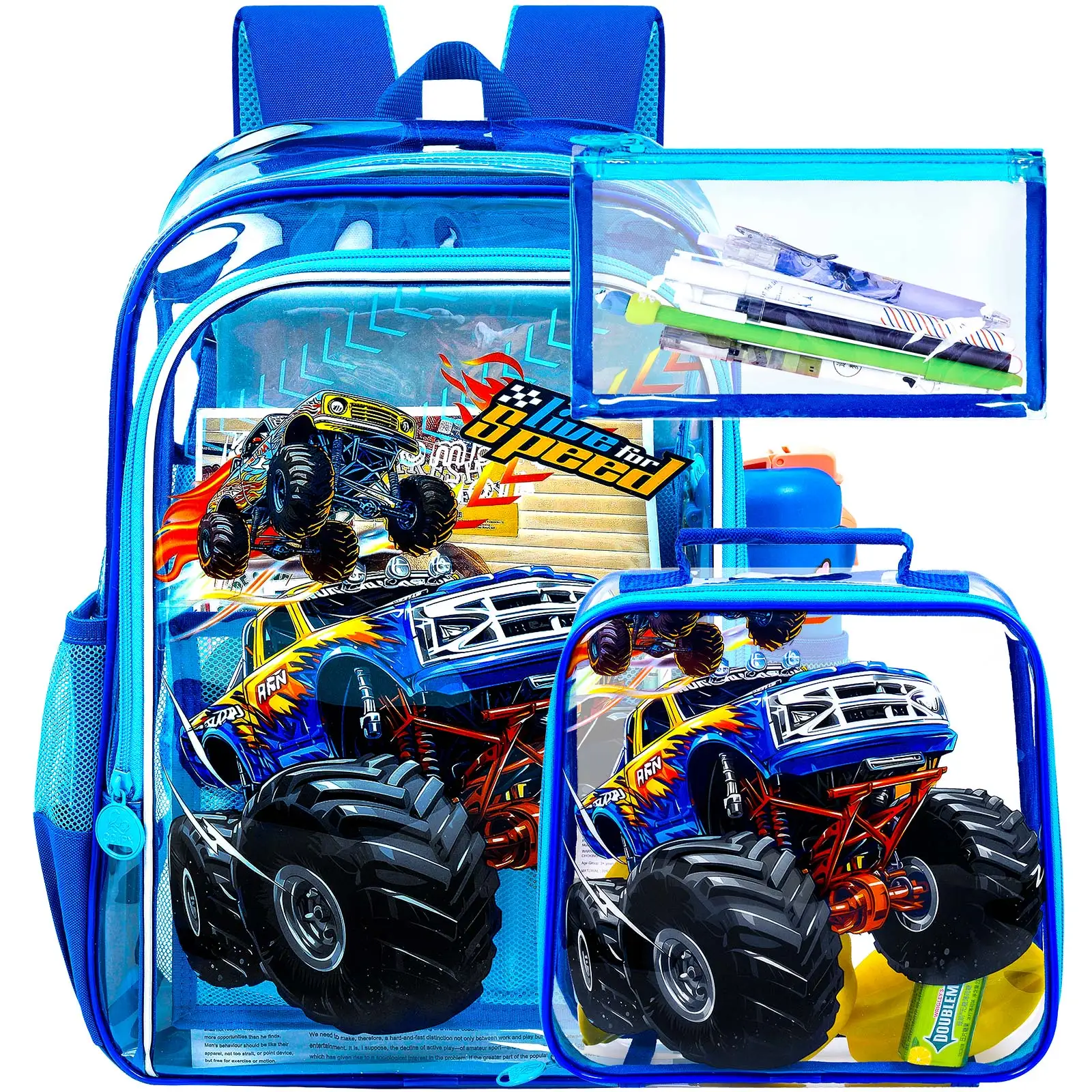 

3PCS Clear Backpack for Girls and Boys, Kids See Through Backpacks Stadium Approved, Transparent Bookbag for Elementary