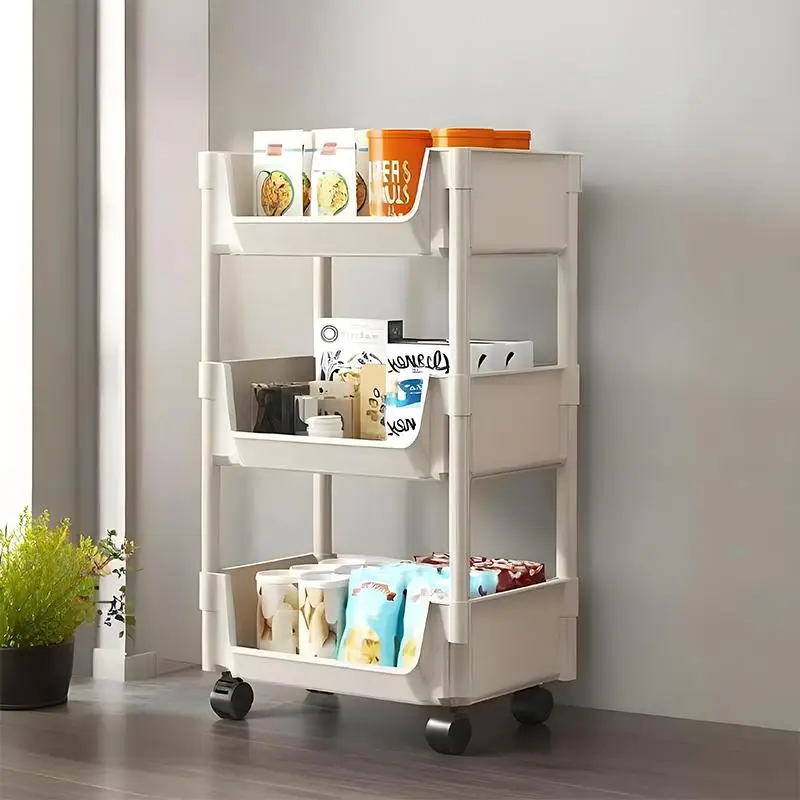 이동식 선반 어린이 장난감 보관 트롤리, 다층 스낵 보관 캐비닛, 침실 바닥 간단한 책장