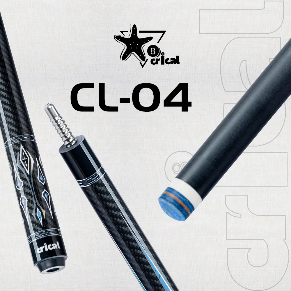 CRICAL CL-04 Carbon Fiber Pool Cue Stick 148cm 12.5mm Sapphire Tip 3/8x8 Joint for Tournament Low Deflection Stable Control
