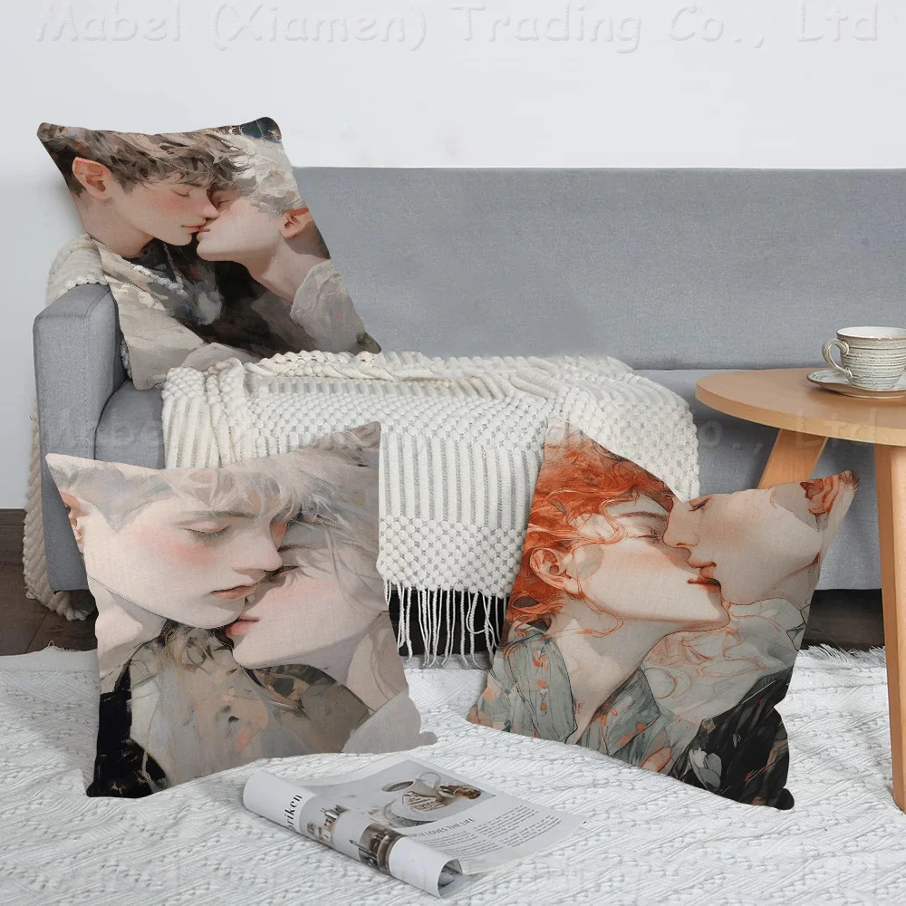 

Boys And Girls Sweetly Kiss Couples Cushion Cover Decorative Pillow Sofa Home Decor Case Pillow Cases