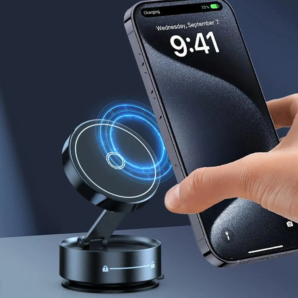 360 °   回転調整可能な磁気真空吸着式車載携帯電話ホルダー iPhone汎用