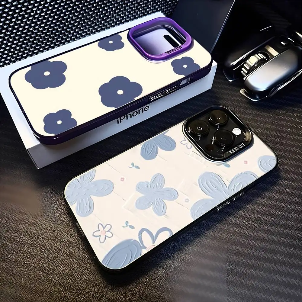 

Blue flower Phone Case For iPhone17,16,15,14,13,12,11 Plus,Pro Max Purple Matte Shockproof Cover