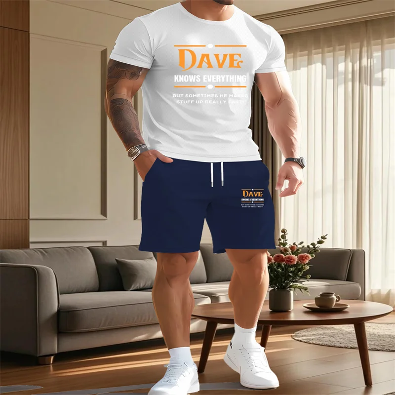 

Summer men's set quick drying breathable sportswear round neck short sleeved top shorts set outdoor daily casual two-piece set
