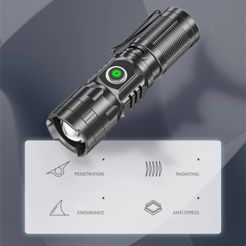 Мини-светодиодный перезаряжаемый фонарик из алюминиевого сплава, фонарик с зарядкой через USB, портативный фонарик с зарядкой через USB