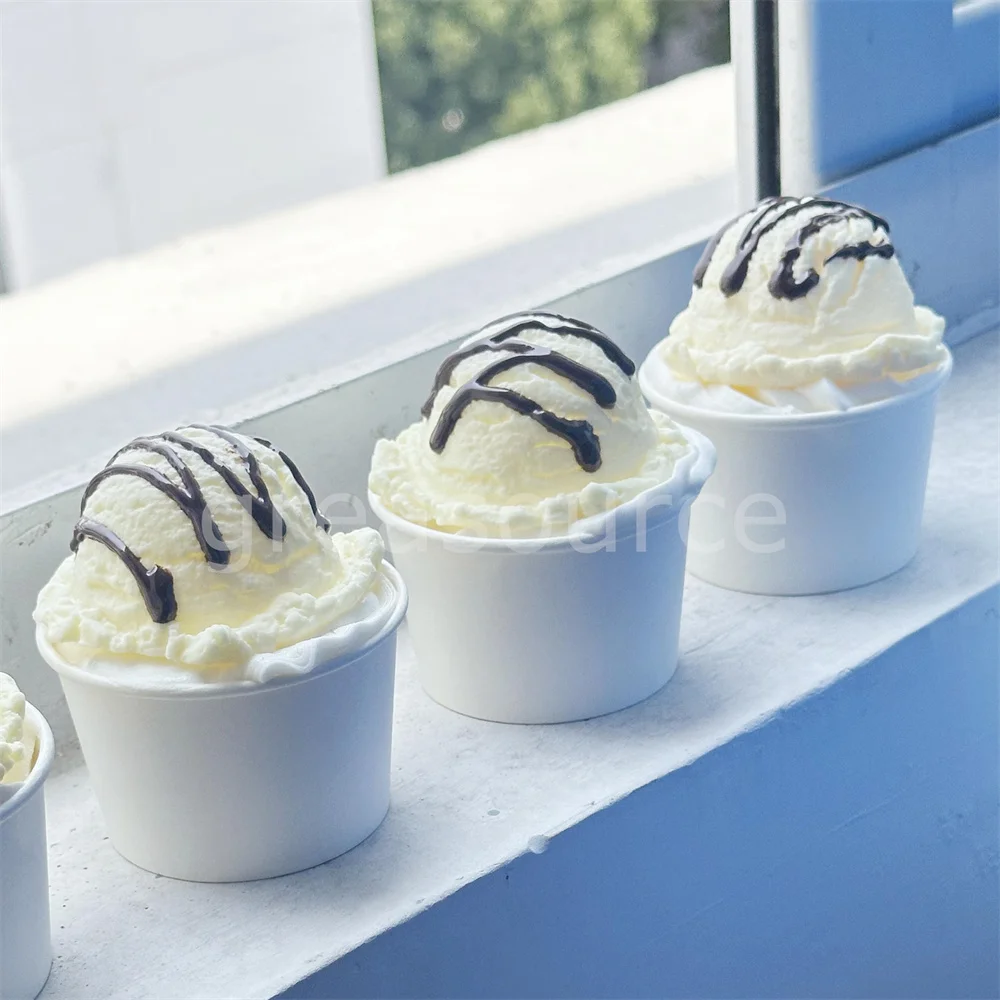 

1pc Cute Small Vanilla Ice Cream Paper Cup Single Ice Cream Scoop Toy Pink Play Hand Relax Gift Diy Model Soft Serve Props Joy