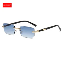 KLASSNUM Men Sunglasses 2026 Rimless Rectangle Sunglasses Luxury Designer Vintage Square Shade Color Lens Sun Glasses Goggles