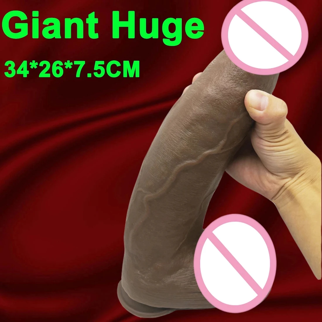 34*26*7.5CM Giant Realistic Dildo Monster Penis Rubber Dick Huge Cock Anal Plug Strap on Adult Toy for Couples Erotic Sex Shop