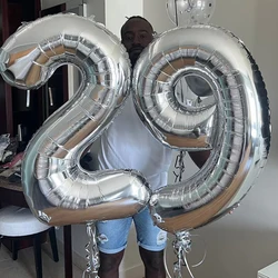 1pc Silver Aluminium Foil Number Balloon 40inch 0-9 Digital Birthday Balloons Theme Party DIY Decoration Suppries Photo Props