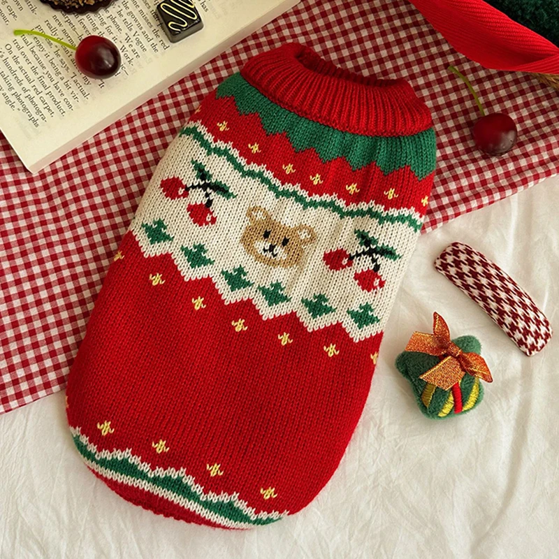 Christmas Dog Sweater Winter Warm Pet Clothes for Small Dogs Cats Soft Puppy Pullover Chihuahua Teddy Bichon Yorkies Clothing