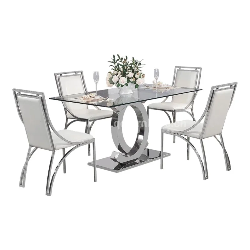 

Light luxury glass dining table Modern simple home high-end restaurant table