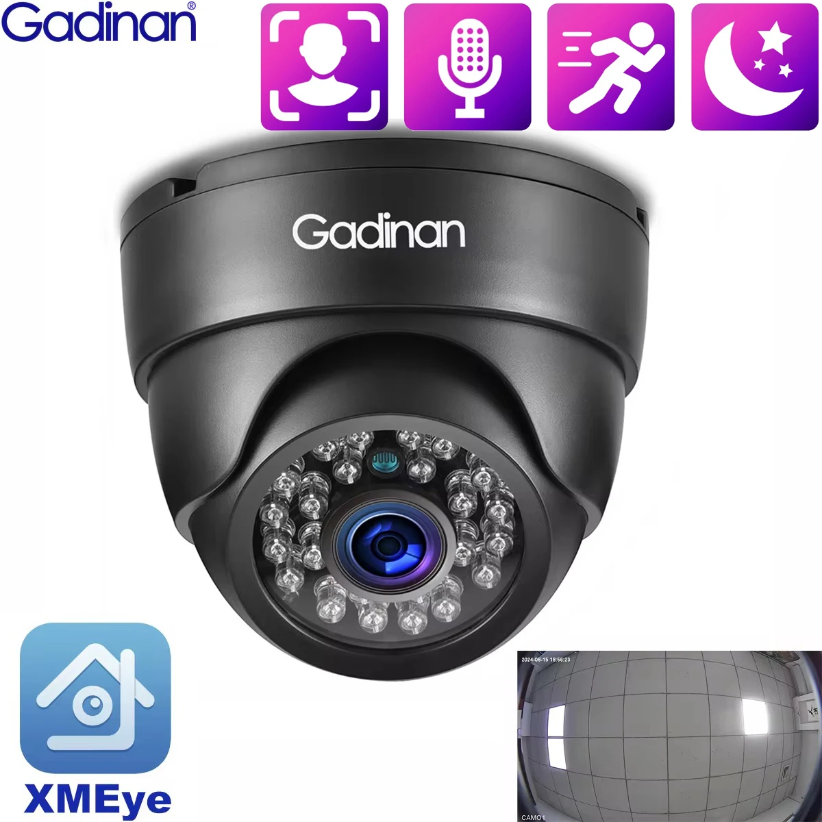 gadinan camera ip poe 4k interna lente fisheye panoramica de 180 graus vigilancia por video cctv audio deteccao de rosto 17 mm 8mp 5mp 4mp 01