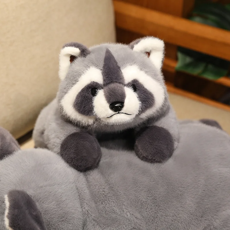 Lifelike Cute Raccoon Plush Doll Grey Lying Raccoon Animal Plush Toy For Boys And Girls To Accompany The Sleeping Gifts