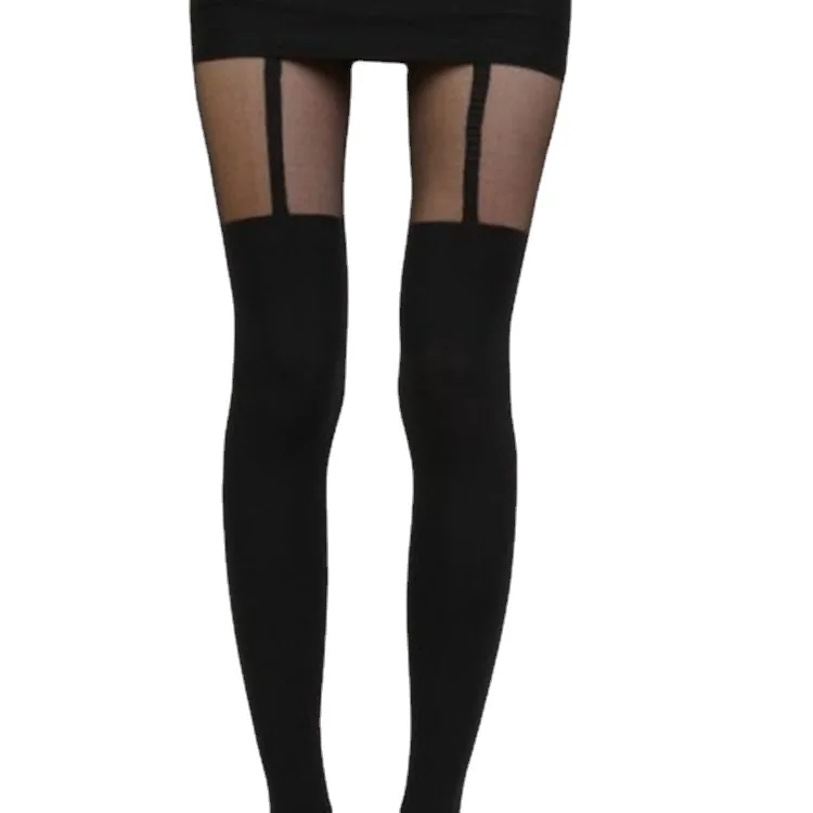 Girl Sexy bowknot pantyhose velvet Tights fake High Stocking Pantyhose Mock Bow Suspender High Knee Tattoo Tights