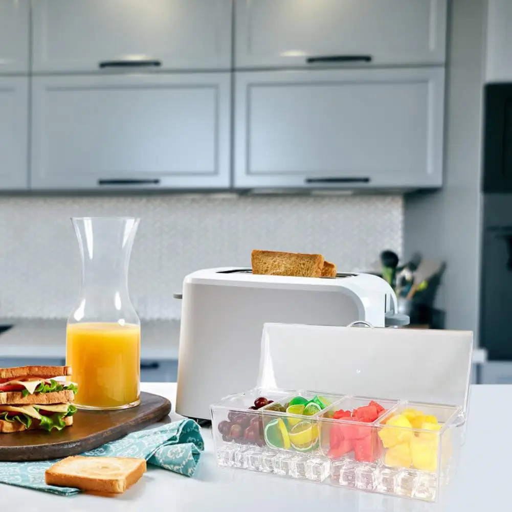 Scatola per spezie trasparente scatola per alimenti facile da pulire contenitore per alimenti da Picnic all'aperto con cucchiaio per Clip di ghiaccio 4 rimovibile per freschezza