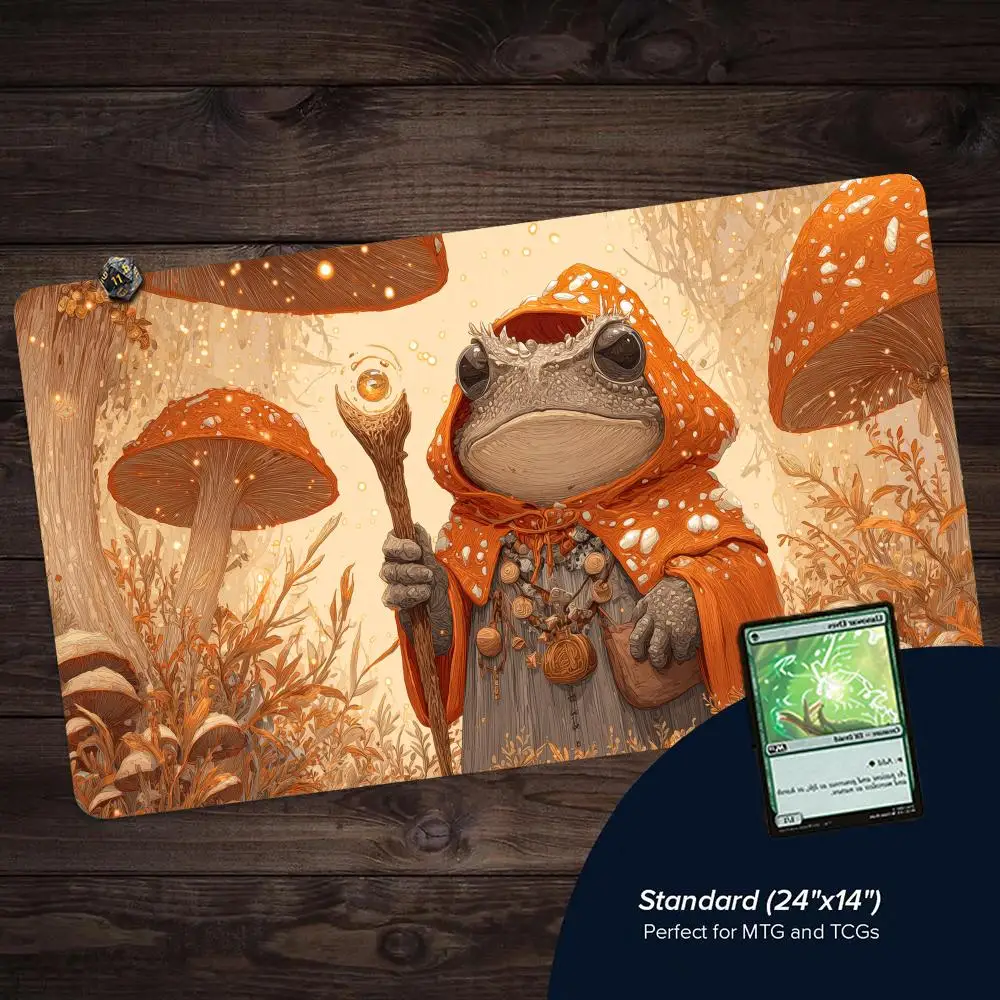 

Fantasy Toad Wizard MTG Playmat Magic Card Mat with Stitched Edge Non-Slip Durable Tabletop playmat Board Game Mat for TCG