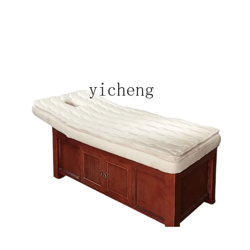 ZWS. Solid wood beauty salon special massage bed latex ear picking physiotherapy bed pattern embroidery bed