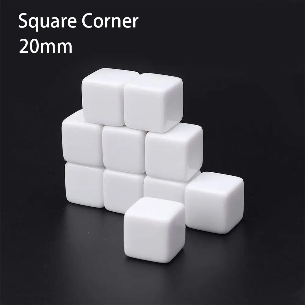 

10Pcs/set Multifaceted D6 6-sided DND Dice Role-Playing 16mm 20mm Polyhedral Dice Party Game Blank White Table Game TRPG DND