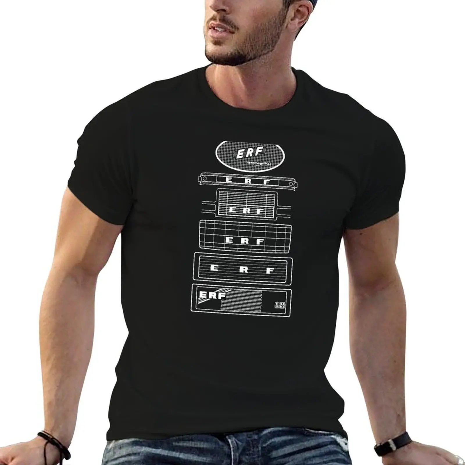 T-shirt ERF Classic British Wagons Evolution White Outlines, t-shirt de travail décontracté et résistant