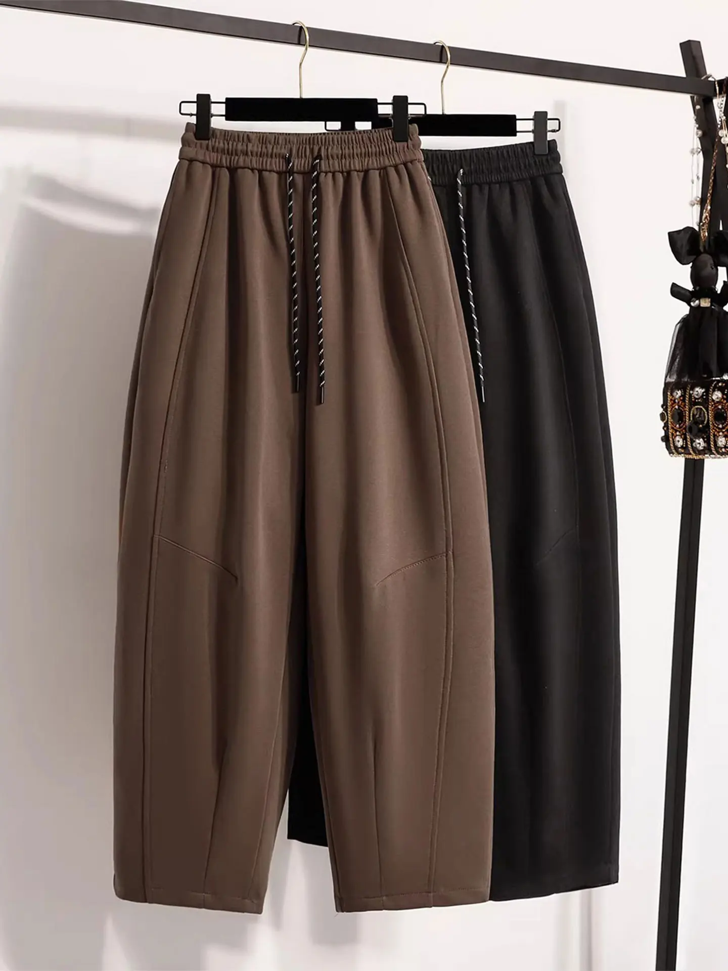 

Cé Brown Loose Casual Pants High Waist Wide Leg Banana Pants for plus Size Women Spring 2026 Faion Trend Loose Fit Versatile