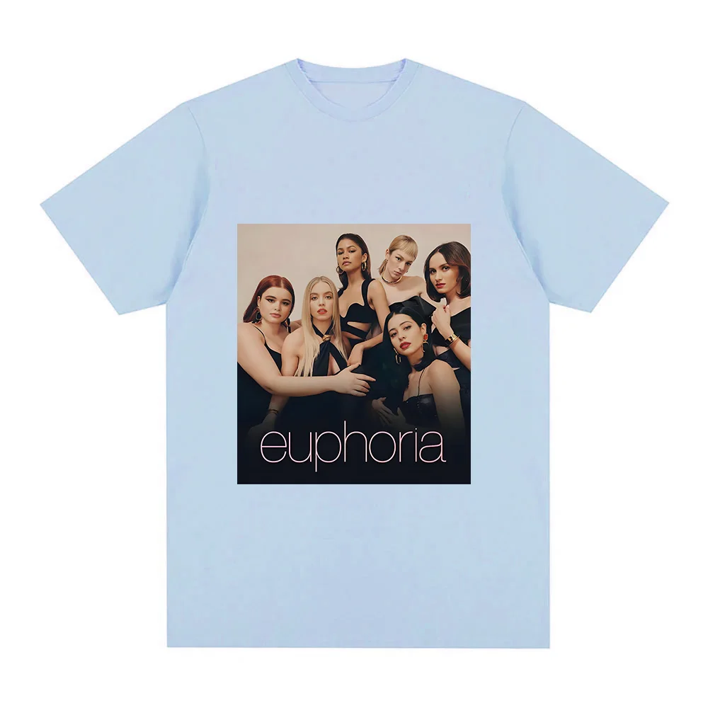 T-shirt Euphoria Season avec impression graphique, vêtements féminins à la mode, hauts en coton à manches courtes, vêtements doux à col rond