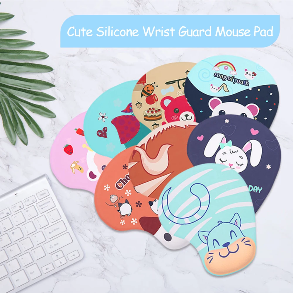 Tapis de souris ergonomique avec support de poignet pour ordinateur, base en caoutchouc coordonnante, vache, 1PC