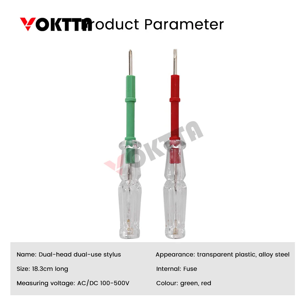 Détecteur de tension AC/DC100-500V Stylo testeur électrique à double tête, PerfecScrewdriverCircuit Testeur de tournevis Mesure 10 pièces