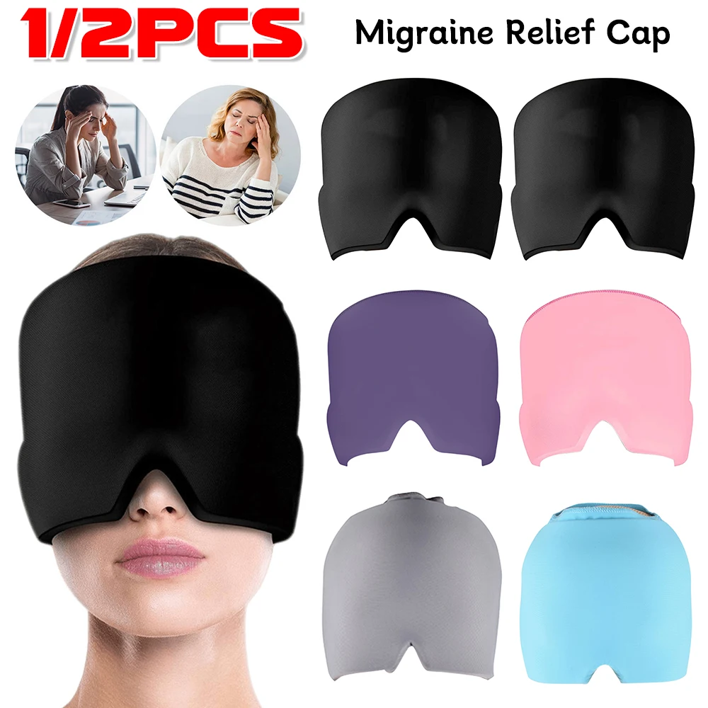 Gorra de Gel para alivio de la migraña, gorro de refrigeración para terapia de compresa fría, paquete de envoltura para la cabeza, máscara para los ojos, alivio del dolor de presión y estrés