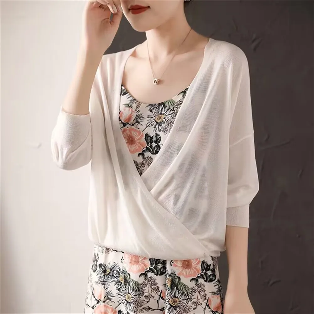 Spring Summer Fashion Women Summer Autumn Thin Sweater Cardigans V Neck Cardigans Female Sexy See Through Outerwear Shrug Tops