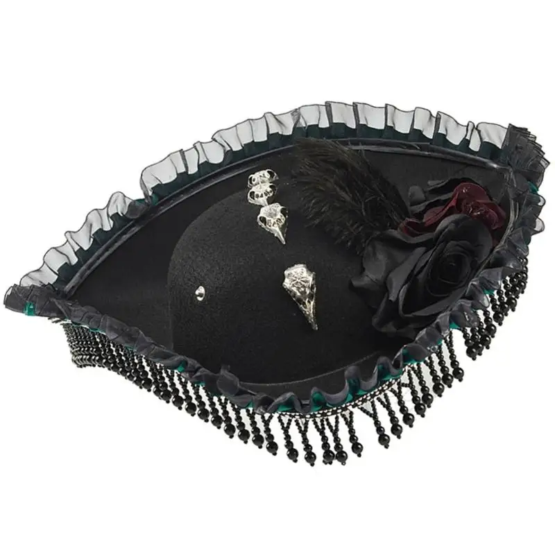 R7UF Eye Catching Pirate Hat With Artistic And Flower Arrangement Photo Props